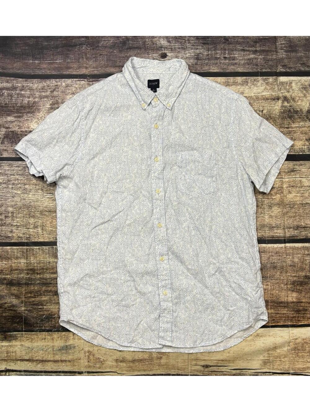 J Crew Shirt Mens Large Floral Linen Cotton Short Sleeve Beach